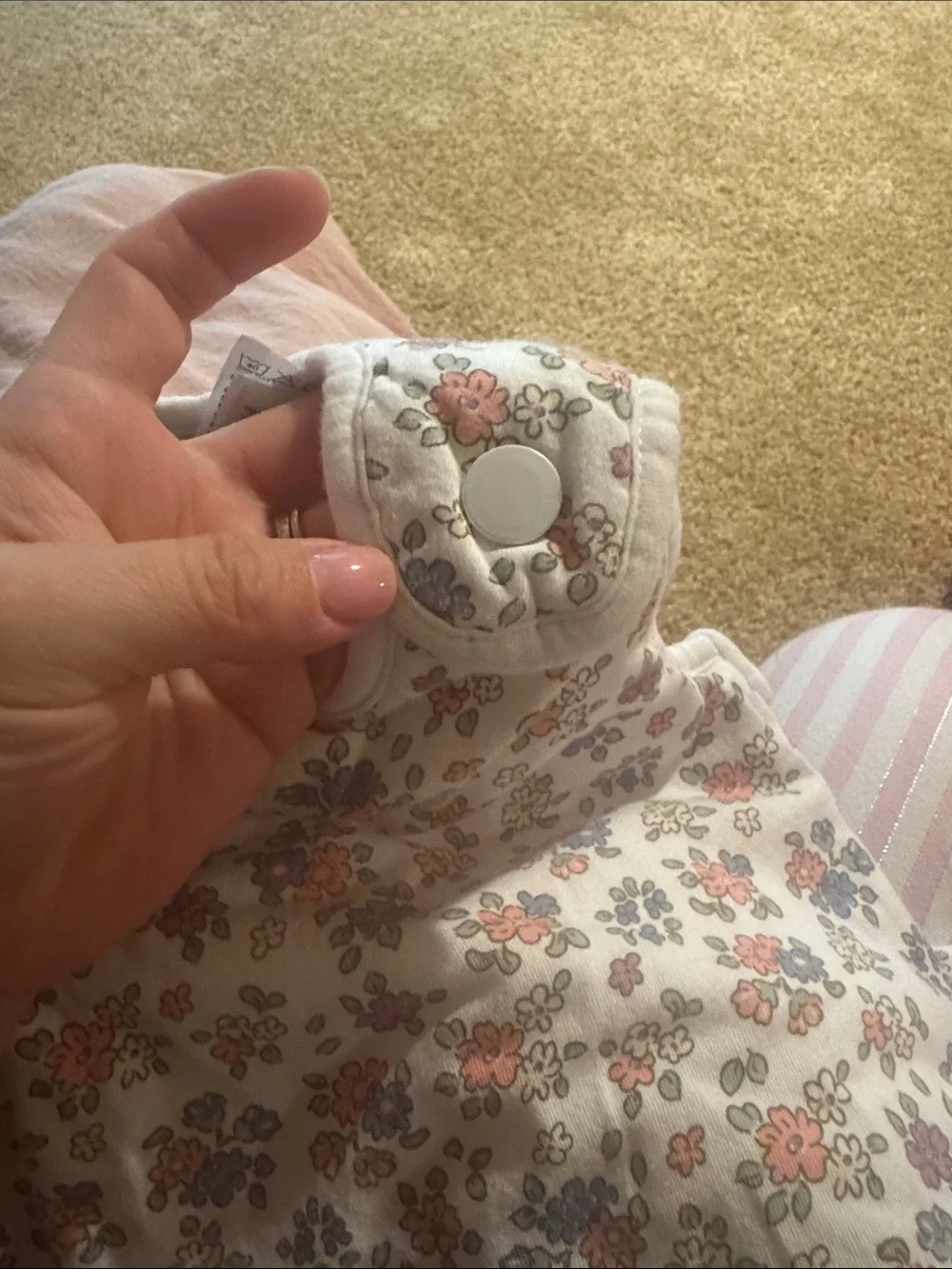 H&M White Floral Sleeveless Sleep Sack with Pink & Blue Flowers